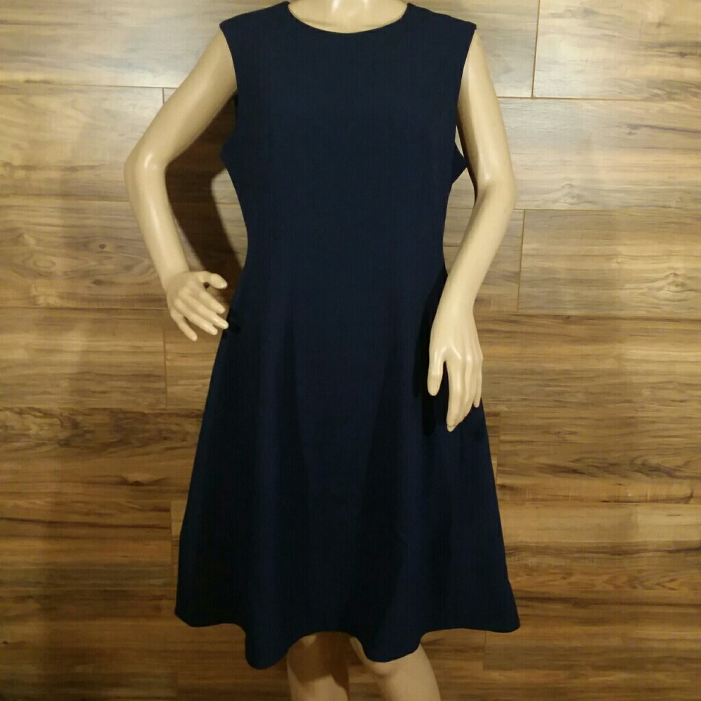 Eliza J Sleeveless Fit & Flare Navy Blue Dress